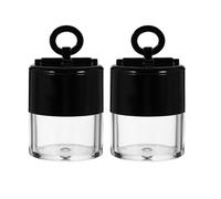 2Pcs 10g Empty Refillable Black Plastic Mini Loose Powder Case with Mushroom Powder Puff Cap and Sifter Face Powder Makeup Jar Containers for Blusher Cosmetic