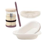 2pcs 10inch Oval Sourdough Banneton Bread Proofing Basket with 34oz Sourdough Starter Jar Kit for Beginners Pros Homemade Bread Baking Supply