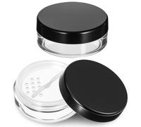 2PCS 10ml/0.34oz Refillable Loose Makeup Containers, Plastic Empty Travel Compact Case, Small Cosmetic Jars with Rotatable Sifter and Black Screw Lid, No Leak Loose Face Compact Case for Foundation
