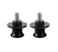 2PCS 10MM MOTORCYCLE CNC REAR STAND SWING ARM SPOOL SLIDERS STAND SWINGARM BOBBINS HARD ANODIZED DURABLE BILLET ALUMINUM STABLE FIXED FOR MOTORCYCLE MAINTENANCE BLACK SILVER (Black)