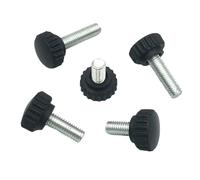 2pcs-10pcs/lot M3 M4 M5 M6 M8 M10 Knurled Nylon Round Plastic Head Handle Thumb Screw Bakelite Bolt Black Hand(25mm,M5 5PCS)