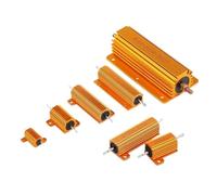 2Pcs 10W 25W Aluminum Power Metal Shell Wirewound Resistor RX24 0.1R~10K 1 2 3 5 6 8 10 20 100 150 ohm Gold Resistors(25W 4R)