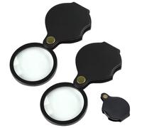 2pcs 10X Small Mini Folding Magnifying Glass, Mini Portable Pocket Magnifier with Rotating Protective Holster, Portable and Folding Mini Magnifier for Reading Inspection,Travel Exploration,Jewelry