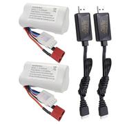 2PCS 11.1V 2000mAh 3S Lipo Battery with T Plug USB Charging Cable for R608 2104 RC Boat 210E 200E RC Car High Speed Drift Model Toy Car Battery