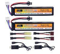 2PCS 11.1V 35C 1500mAh with SM-2P Plug T-plug Li-ion Battery with USB Charging Cable for Airsoft Model Gun Rifle RC Car Drone Batteries