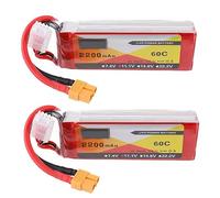 2Pcs 11.1V Lipo Battery 3S 60C 2200mAh Lipos RC Battery with XT-60 Connector for RC Car Trucks 1/8 1/10 RC Racing Drone Quadcopter