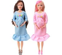 2Pcs 11.5" Pregnant Doll Safe ABS Pregnant Mother Toy with Baby Doll, Movable Joints, Ideal Gift