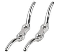 2PCS 113mm Silver Cleat Hooks - Heavy-Duty Stainless Steel Rope Cleats for Flagpoles, Washing Lines, and Outdoor Use, Easy Installation