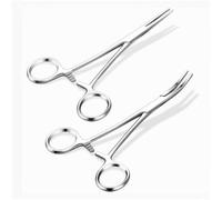 2Pcs 12.5CM Locking Piercing Pliers Set, Self-Locking Fishing Forceps Pliers with Powerful Serrated Jaw, Suturing Piercing Clamp Multipurpose Tweezers Pincers for DIY Crafting Pet Grooming
