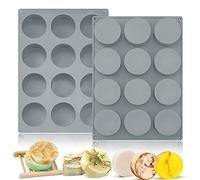 2Pcs 12 Cavity Cylinder Silicone Mold, Round Soap Molds Handmade Shower Steamer Molds for Bath Bombs, Shower Tablets, Lotion Bars, Beeswax, Candles