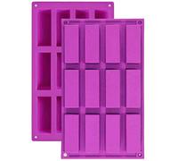 2PCS 12 Cavity Medium Rectangle Granola Bar Silicone Moulds Nutrition/Cereal Bar Moulds Energy Bar Maker for Chocolate Truffles Bread Brownie Cornbread Cheesecake Pudding Butter Molds