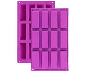 2PCS 12 Cavity Medium Rectangle Granola Bar Silicone Moulds Nutrition/Cereal Bar Moulds Energy Bar Maker for Chocolate Truffles Bread Brownie Cornbread Cheesecake Pudding Butter Molds