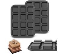 2PCS 12 Cavity Square Muffin Tin Tray, Non-Stick Muffin Baking Pan Sturdy Carbon Steel Square Muffin Tray Corrosion-Resistant, Mini Cheesecake Cake Mold for Oven Baking