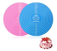 2Pcs 12-Inch Silicone Baking Round Mats Silicone Cake Mat Round with Measurements Reusable Non-Stick Sheets Heat Resistant Cookie Pad for Rolling Out Dough Cake Pizza and Cookies