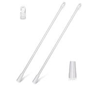 2PCS 12 Inches Blind Wand for Window Blinds, Vertical Blinds Replacement Parts Clear Plastic Opener Long Window Stick Tilt Rod with Hooks and Grips for & Wood Cordless Blinds(White)