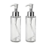 2PCS 120 ml /4 oz Empty Clear Glass Pump Bottles Refillable Lotion Dispenser with Silver Pump Head Cosmetic Removel Oil Shampoo Container Jar