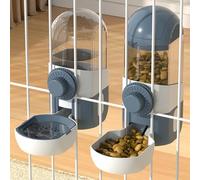 2PCS 1200ml Automatic Rabbit Feeder ＆ 1000ml Rabbit Water Dispenser, Hanging Cat Food and Water Dispenser Set with Clip and Sticker for Puppy Kitten Chinchilla Hedgehog Ferret, Dispense