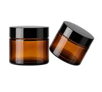 2PCS 120ML 4-Ounce Round Amber Glass Cream Jars Bottle Empty Cosmetic Containers with Black Lids And Inner Liners for Lotions Body Scrubs & Balms
