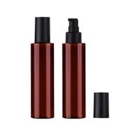 2Pcs 120ml 4oz Amber Plastic Travel Bottles for Toiletries Leak Proof Lotion Pump Dispenser Soap Dispenser Cosmetic Cream Pump Bottle Travel Size Cosmetics Containers Bottle Vial with Black Pump
