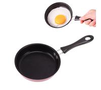 2PCS 12cm Small Frying Pan, Stainless Steel Round Pot One Egg Non Stick Frying Pan Fry Egg Pan Pancakes Pan Portable Camping Cooking Omelet Pans with Long Handle for Home Kitchen Restaurant(Pink)