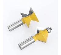 2pcs 12MM 1/2" Shank 90 Degree V Design Tingue Groove Edge Banding Router Bit Set Plate Splicing Woodworking Milling Cutter(12.7mm Shank)