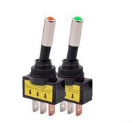 2PCS 12mm LED for Toggle Switch Red Green ON/OFF Indicator 12V 20A SPST for Car Boat Marine Panel Waterproof Metal Housing