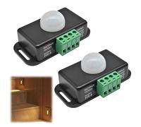 2Pcs 12V/24V PIR Sensor,Body Infrared Light Switch,PIR Timer Controller Dimmer Switch with Motion Detection,Motion Sensor Infrared for LED Strips,Automatic Controller for LED Light Strips(Black)