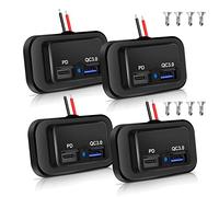 2PCS 12V/24V RV USB Outlet 48W, Dual PD3.0 Type-C (USB C) & Quick Charge QC3.0 USB-A Port Panel Wall Mount Automotive Car USB Socket Charger Power Adapter for RV Marine Boat ATV Motorcycle Truck Bus