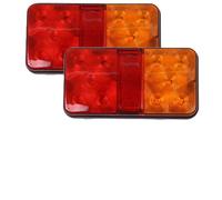 2PCS 12V LED Rear Tail Lights Trailer Lights Universal 10 LEDs Stop Light Amber Turn Signal Indicator Lamp Reverse Waterproof for Trucks Trailers Lorry Vans Caravans Boats Truck, Red and Yellow