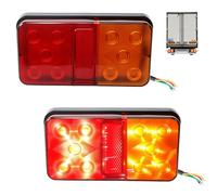2PCS 12V LED Rear Tail Lights Truck Taillights Truck Aide Lights with 10 Leds Stop Brake Light Turn Signal Indicator Lamp for Caravan Van Boat Camper Truck Lorry Tractor Red and Orange