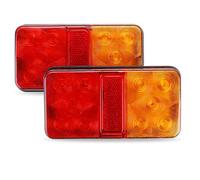 2PCS 12V LED Rear Tail Lights Universal 10 LEDs Red and Yellow Truck Trailer Lights Stop Brake Light Turn Signal Indicator Lamp for Caravan Van Boat Camper Truck Lorry Tractor