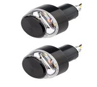 2Pcs 12V Motorcycle LED Handlebar End Turn Signal Light White Yellow Flasher Handle Grip Bar Blinker Side Marker Lamp Lighting Indicators Lamps