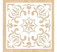 2PCS 12x12 Inch Wall Stencils for Painting Large Pattern, Reusable Floor Tile Stencil DIY Template for Floor, Wall, Concrete, Furniture, Bathroom, Kitchen, Patio, Entryway - Starburst Floral Style