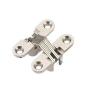2Pcs 12x43MM Invisible Hinges Silent Close Cross Hinge Hidden Concealed Cabinet Cupboard Door Wooden Boxes for Folding Furniture(Silver)