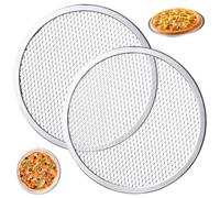 2PCS 13" Stainless Steel Pizza Screen, Round Mesh Pizza Tray for Oven & Grill, Non-Stick Heat Distribution Baking and BBQ Seamless Grill Mesh Mat for Restaurant & Home