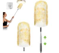 2Pcs 130cm Lambswool Extendable Dusters, Long Handle Reusable Feather Telescopic Duster, Washable Soft Dust Remover for Scratch-Free Cleaning High Ceilings, Lights, Cobweb, Home Furniture,Office, Car