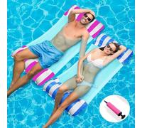 2Pcs 130CM Swimming Pool Float Hammock, 4-in-1 Saddle/Lounge Chair/Hammock/Drifter Inflatable Float Bed Raft Recliner Beach Hot Tub Mat