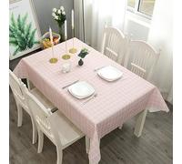 2pcs 137*180cm Plastic Tablecloths Waterproof Pink Checkered PVC Table Cloth Wipeable Table Cover Rectangular,Plaid Table Cover Wipe Clean Tablecloth Oil Cloth Outdoor Tablecloth for Party,Picnic