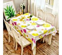 2pcs 137*180cm Plastic Tablecloths Waterproof PVC Table Cloth Wipeable Rectangular, Colorful Lemon Table Cover Wipe Clean Square Oil Cloth Outdoor Tablecloth for Party, Picnic