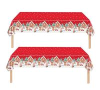 2Pcs 137*274cm Christmas Disposable Tablecloth Decorations for Christmas,Large Red Gingerbread Man Xmas Table Cloth Covers Dining Tablecover for Indoor or Outdoor Birthday,Xmas Picnic Party