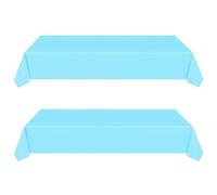 2Pcs 137x274cm Plastic Baby Blue Table Cloths Party,Blue Party Supplies Decoration Large Rectangular Plastic Table Cloth Table Cover for Picnic,Frozen,Baby Shower,Wedding,Boys Birthday Tablecloths
