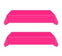 2Pcs 137x274cm Plastic Hot Pink Table Cloths Party,Hot Pink Party Supplies Decorations Large Rectangular Plastic Table Cloth Table Cover for Picnic,Wedding,Bar-bie,Girls Birthday Party Tablecloths