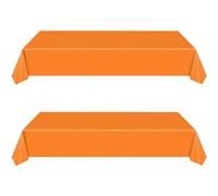 2Pcs 137x274cm Plastic Orange Table Cloths Party,Orange Party Supplies Decorations Large Rectangular Plastic Table Cloth Table Cover for Picnic,Halloween,Thanksgiving,Xmas,Birthday Party Tablecloth