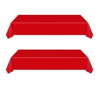 2Pcs 137x274cm Plastic Red Table Cloths Party,Red Party Supplies Decoration Large Rectangular Plastic Table Cloth Table Cover for Picnic,Halloween,Thanksgiving,Christmas,Birthday Party Tablecloth