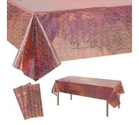 2pcs 137x274cm Rose Gold Tablecloth for Rose Gold Party Decorations,Plastic Holographic Table Cloths Foil Table Cover Metallic Disco Tablecloth for Outdoor Picnic,Birthday,Christmas Party Decorations