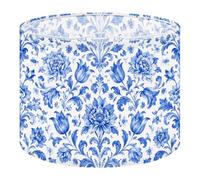 2Pcs 13in Lampshade Lamp Shade Blue White Floral Ornate Vintage Design for Ceiling Light, Table Lamp Floor Lamp Easy Assembly Replacement Light Shade