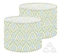 2Pcs 13in Lampshade Lamp Shade Blue White Ikat Light Green for Ceiling Light, Table Lamp Floor Lamp Easy Assembly Replacement Light Shade