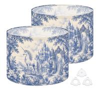 2Pcs 13in Lampshade Lamp Shade Blue White Majestic Castle for Ceiling Light, Table Lamp Floor Lamp Easy Assembly Replacement Light Shade