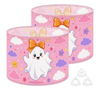 2Pcs 13in Lampshade Lamp Shade Cute Cartoon Ghost Orange Bow Kawaii for Ceiling Light, Table Lamp Floor Lamp Easy Assembly Replacement Light Shade