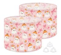 2Pcs 13in Lampshade Lamp Shade Cute Ghost Flowers Pumpkins Bows Pink for Ceiling Light, Table Lamp Floor Lamp Easy Assembly Replacement Light Shade